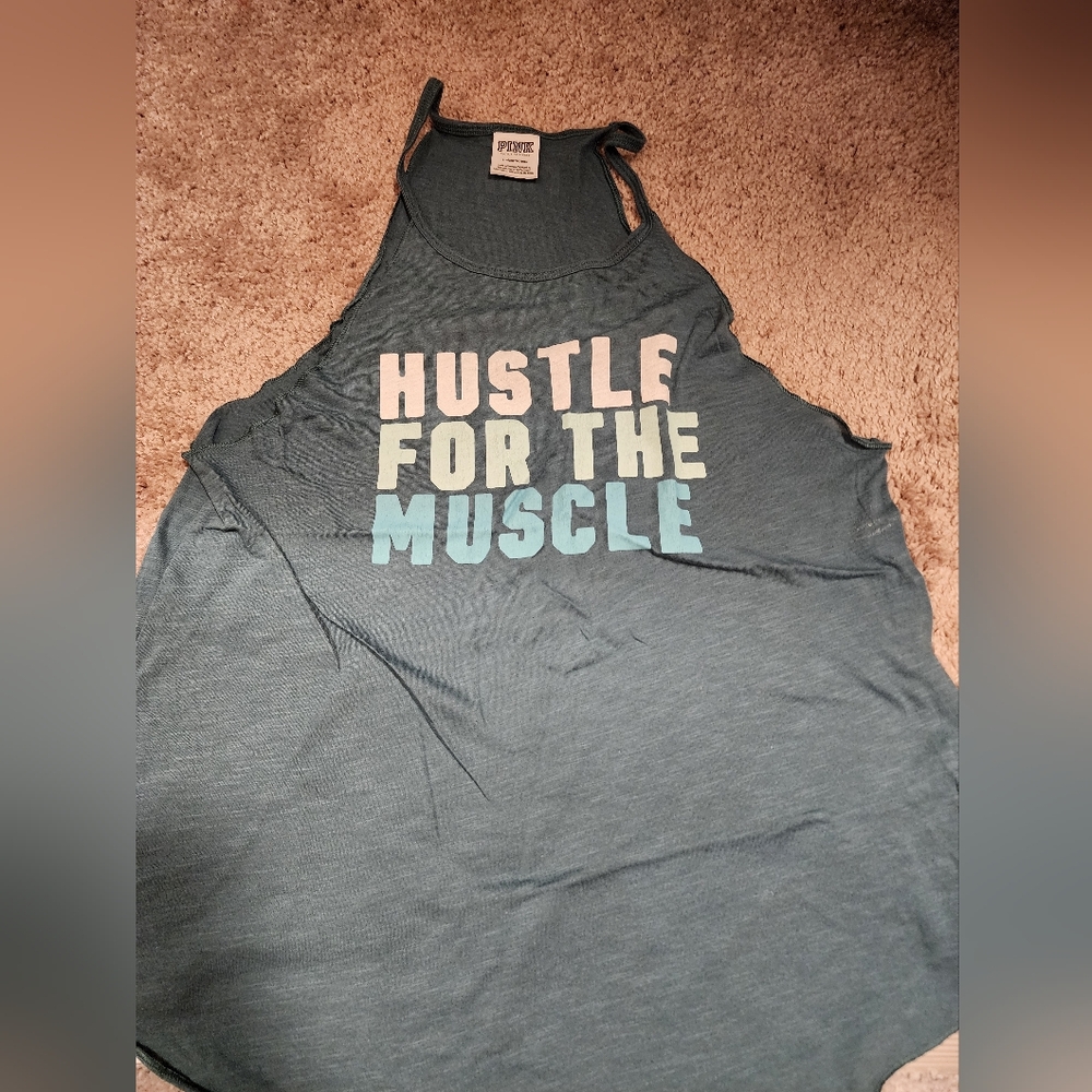 Pink Apparel Women's Muscle Tee - Dark Gray with Multicolor Text